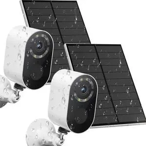 Outdoor Solar-Powered Surveillance Camera Spotlight Siren Alarm, Color Night Vision, 2-Way Audio, Waterproof Home Surveillance(White-2PCS) Outdoor Solar-Powered Surveillance Camera Spotlight Siren Alarm, Color Night Vision, 2-Way Audio, Waterproof Home Surveillance(White-2PCS)