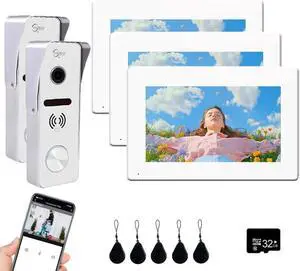 Wired Video Doorbell Apartment Intercom,7 inch Touch Screen Monitor(W),1080P Door Bell Camera(W),TUYA Smart Home Door Phone Kits,3 in 1 Unlock RFID Card for Home Villa,32G (2 doorbell+3 Monitor) Wired Video Doorbell Apartment Intercom,7 inch Touch Screen Monitor(W),1080P Door Bell Camera(W),TUYA Smart Home Door Phone Kits,3 in 1 Unlock RFID Card for Home Villa,32G (2 doorbell+3 Monitor)