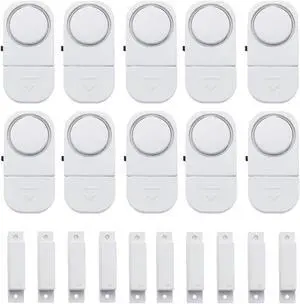 10-Pack Battery-Powered Door & Window Alarm Sensors, 120Db Siren, Easy Install Security System For Home 10-Pack Battery-Powered Door & Window Alarm Sensors, 120Db Siren, Easy Install Security System For Home