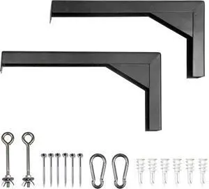 Elite Screens 12" Black Projector Screen L-Brackets, Reinforced Single Metal Welded Construction, Wall or Ceiling Mount - Includes Hooks and Hardware, Model: ZVMAXLB12-B Elite Screens 12" Black Projector Screen L-Brackets, Reinforced Single Metal Welded Construction, Wall or Ceiling Mount - Includes Hooks and Hardware, Model: ZVMAXLB12-B