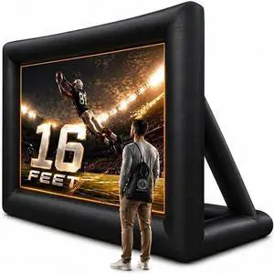 16 ft Outdoor Projector Screen with Built-in Blower - Supports Front and Rear Projection - Includes Tie-Downs and Storage Bag - Inflatable Projector 16 ft Outdoor Projector Screen with Built-in Blower - Supports Front and Rear Projection - Includes Tie-Downs and Storage Bag - Inflatable Projector
