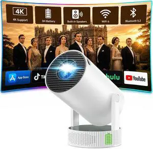 Mini Projector with WiFi and Bluetooth, Portable Projector with Built-in Battery, 4K Supported Android 11.0 Smart Outdoor Projector for Camping, Bedroom, Compatible with iPhone/TV Stick/HDMI/Laptop Mini Projector with WiFi and Bluetooth, Portable Projector with Built-in Battery, 4K Supported Android 11.0 Smart Outdoor Projector for Camping, Bedroom, Compatible with iPhone/TV Stick/HDMI/Laptop