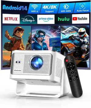 Smart Projector with 4K 8K Support, Android 14 Mini Projector with WiFi6 and Bluetooth5.4, 600 ANSI, Auto Focus & Obstacle Avoidance, 1080P Portable Movie Projector for Home Outdoor, Alwtniet HY350Max Smart Projector with 4K 8K Support, Android 14 Mini Projector with WiFi6 and Bluetooth5.4, 600 ANSI, Auto Focus & Obstacle Avoidance, 1080P Portable Movie Projector for Home Outdoor, Alwtniet HY350Max
