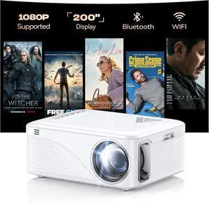 Mini Projector, Nasin VF330WF WiFi 6 and Bluetooth 5.4, 1080P FHD 4K Support Portable Video Projector, 300'' Screen, Outdoor Movie Projector for Phone, Laptop, TV Stick, Home, Camping, Family Night Mini Projector, Nasin VF330WF WiFi 6 and Bluetooth 5.4, 1080P FHD 4K Support Portable Video Projector, 300'' Screen, Outdoor Movie Projector for Phone, Laptop, TV Stick, Home, Camping, Family Night