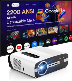 Smart Google TV 4K Projector Home Daylight 2200 ANSI Lumen WiFi Bluetooth Smart Google TV 4K Projector Home Daylight 2200 ANSI Lumen WiFi Bluetooth