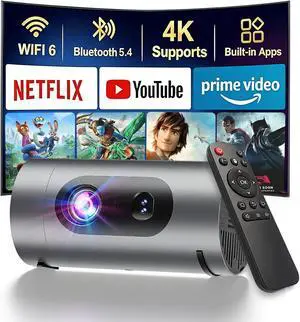 Smart Projector with WiFi and Bluetooth,Mini Projector Supports 4K 1080P,Portable Movie Projectors Built-in Apps, Compatible with HDMI/USB/Smartphone/TV Box/Laptop (2026) Smart Projector with WiFi and Bluetooth,Mini Projector Supports 4K 1080P,Portable Movie Projectors Built-in Apps, Compatible with HDMI/USB/Smartphone/TV Box/Laptop (2026)