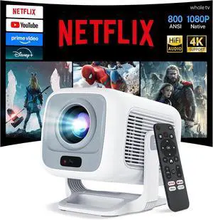 Netflix-Licensed 800 ANSI Smart Projector, 4K Supported, Native 1080P HDR10 Netflix-Licensed 800 ANSI Smart Projector, 4K Supported, Native 1080P HDR10
