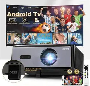 DESS Smart 4K 1080P Home Video Projector, WiFi 6 BT, 15° Motorized Bracket DESS Smart 4K 1080P Home Video Projector, WiFi 6 BT, 15° Motorized Bracket