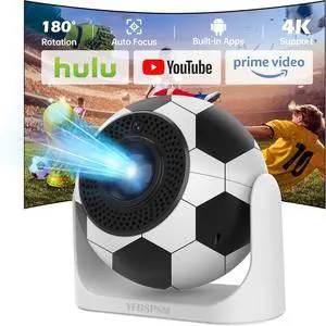 Mini Projector with WiFi and Bluetooth, Football Design, 200 ANSI Lumens 4K Mini Projector with WiFi and Bluetooth, Football Design, 200 ANSI Lumens 4K