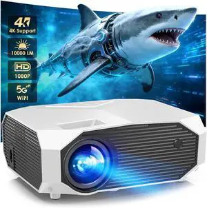 YOWHICK 4K Projector with WiFi and Bluetooth, 20000L Native 1080P Outdoor Portable Movie Projector, Smart Video Projector, White 1080p YOWHICK 4K Projector with WiFi and Bluetooth, 20000L Native 1080P Outdoor Portable Movie Projector, Smart Video Projector, White 1080p