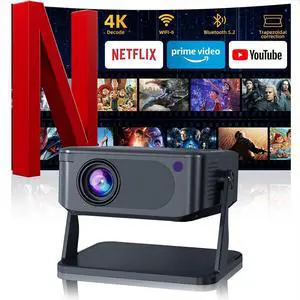 Mini Projector with WiFi 6 and Bluetooth 5.2, Portable Projector 4K Support, Auto Vertical Keystone 270° Rotatable, Compatible with Smartphone/TV Stick/Box/USB/HDMI Mini Projector with WiFi 6 and Bluetooth 5.2, Portable Projector 4K Support, Auto Vertical Keystone 270° Rotatable, Compatible with Smartphone/TV Stick/Box/USB/HDMI