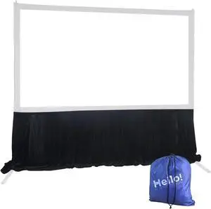 SCREENPRO Black Fast Fold Projection Screen Skirt Covers Screen Legs, Wrinkle-Free, Fits 100"-144" Screens, Quick Install, Ideal for Conferences, Weddings & Large Events SCREENPRO Black Fast Fold Projection Screen Skirt Covers Screen Legs, Wrinkle-Free, Fits 100"-144" Screens, Quick Install, Ideal for Conferences, Weddings & Large Events