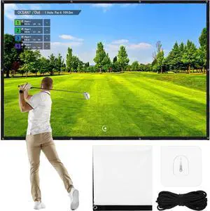Tellegloww 4.4 x 4.1 ft Golf Simulator Impact Screen Display Projector for Indoor and Outdoor Golf Training Ultra Clear Impact Screen with Adaptable Grommet Holes Tellegloww 4.4 x 4.1 ft Golf Simulator Impact Screen Display Projector for Indoor and Outdoor Golf Training Ultra Clear Impact Screen with Adaptable Grommet Holes