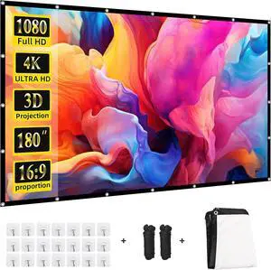 Projector Screen 180 inch,Portable Large Movie Projector Screen 16:9 HD Indoor Outdoor Double Sided Rear Projection Screen Video for Home, Party, Office, Classroom Projector Screen 180 inch,Portable Large Movie Projector Screen 16:9 HD Indoor Outdoor Double Sided Rear Projection Screen Video for Home, Party, Office, Classroom