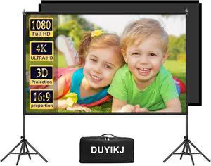 Projector Screen and Stand 120 inch,DUYIKJ Portable Black Backing Projector Screen Indoor Outdoor 16:9 4K HD Wrinkle-Free and Four-Legged Frame Movie Screen with Carry Bag for Backyard Movie Night Projector Screen and Stand 120 inch,DUYIKJ Portable Black Backing Projector Screen Indoor Outdoor 16:9 4K HD Wrinkle-Free and Four-Legged Frame Movie Screen with Carry Bag for Backyard Movie Night