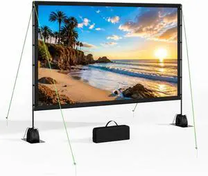 Outdoor Projector Screen with Stand, TWjouko 120 inch Portable Movie Screen with Carry Bag, Sandbag,16:9 Washable Cloth Screen for Backyard, Camping, Travel, Easy Setup, Big Projection Screen Outdoor Projector Screen with Stand, TWjouko 120 inch Portable Movie Screen with Carry Bag, Sandbag,16:9 Washable Cloth Screen for Backyard, Camping, Travel, Easy Setup, Big Projection Screen