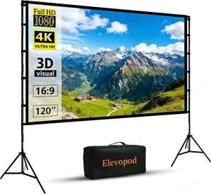 Outdoor Projector Screen with Stand, 120 inch Portable Movie Screen 16:9 Foldable Anti-Crease 4K HD Projection Screen with Carry Bag for Movie Nights, Camping Outdoor Projector Screen with Stand, 120 inch Portable Movie Screen 16:9 Foldable Anti-Crease 4K HD Projection Screen with Carry Bag for Movie Nights, Camping