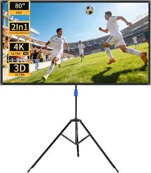 WASJOYE 80" Proiector Screen with Stand - 16:9 4K HD Portable Proiector Screen, 1.2 Gain Indoor Projector Screen, Easy Setup and Carrying, for Home Cinema, Backyard Party Office TV Game WASJOYE 80" Proiector Screen with Stand - 16:9 4K HD Portable Proiector Screen, 1.2 Gain Indoor Projector Screen, Easy Setup and Carrying, for Home Cinema, Backyard Party Office TV Game