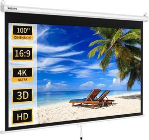 100'' Manual Pull Down Projector Screen with Auto Locking - 16:9 HD 4K 3D 100'' Manual Pull Down Projector Screen with Auto Locking - 16:9 HD 4K 3D