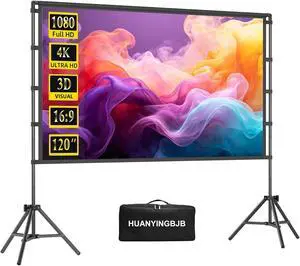 120 Inch 16:9 4K HD Projector Screen with Stand - Indoor & Outdoor Portable, Front & Rear Projection, Wrinkle - Free, with Carry Bag for Movie Night Backyard Theater 120 Inch 16:9 4K HD Projector Screen with Stand - Indoor & Outdoor Portable, Front & Rear Projection, Wrinkle - Free, with Carry Bag for Movie Night Backyard Theater
