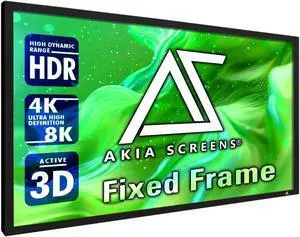 Akia Screens 100 Inch Fixed Frame Projector Screen, 16:9, 8K / 4K Ultra HD Projector & 3D Ready, Wall Mount CINEWHITE UHD-B Indoor Projection Screen for Home Theater, Cinema AK-FF100WH2 Akia Screens 100 Inch Fixed Frame Projector Screen, 16:9, 8K / 4K Ultra HD Projector & 3D Ready, Wall Mount CINEWHITE UHD-B Indoor Projection Screen for Home Theater, Cinema AK-FF100WH2