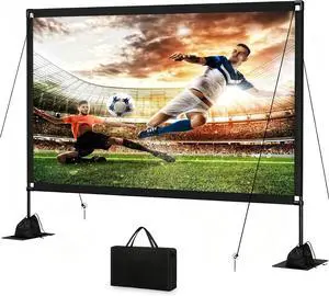 120inch Outdoor Projector Screen with Stand, 16:9 4K HD Portable Wrinkle-Free Projection Screen, Front/Rear Indoor Outdoor Movie Screen with Carry Bag for Home Theater, Backyard and Camping 120inch Outdoor Projector Screen with Stand, 16:9 4K HD Portable Wrinkle-Free Projection Screen, Front/Rear Indoor Outdoor Movie Screen with Carry Bag for Home Theater, Backyard and Camping