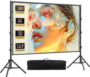 150 inch Outdoor Large Projector Screen with Stand,Portable Heavy Duty Bracket Projector Screen 16:9 4K HD Rear Front Projection Movie Screen with Carry Bag, Height Adjustable Stand for Home Theater 150 inch Outdoor Large Projector Screen with Stand,Portable Heavy Duty Bracket Projector Screen 16:9 4K HD Rear Front Projection Movie Screen with Carry Bag, Height Adjustable Stand for Home Theater