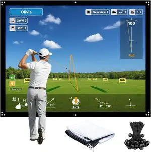 ZEALFEEL 9x7ft Golf Simulator Impact Screen, Thicker 2 Layer Impact Screen for Training, 14 Gromment Holes Golf Practice Screen with 10 Bungee Cords, Durable HD Projector Screen for Home/Indoor/Garage ZEALFEEL 9x7ft Golf Simulator Impact Screen, Thicker 2 Layer Impact Screen for Training, 14 Gromment Holes Golf Practice Screen with 10 Bungee Cords, Durable HD Projector Screen for Home/Indoor/Garage