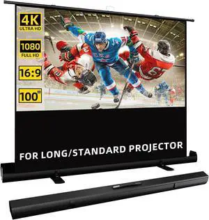 100 inch 16:9 Portable Manual Pull Up Floor Rising Projector Screen Indoor Outdoor, Floor Standing HD White for Long Standard Projection, Fast Setup for Home Theater Movies,Classroom,Office 100 inch 16:9 Portable Manual Pull Up Floor Rising Projector Screen Indoor Outdoor, Floor Standing HD White for Long Standard Projection, Fast Setup for Home Theater Movies,Classroom,Office