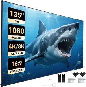 Fixed Frame Projector Screen Ultra-Thin 0.4" Aluminum Frame Wall Projector Screen 135 Inch, Effortless Setup Fixed Frame Projector Screen Ultra-Thin 0.4" Aluminum Frame Wall Projector Screen 135 Inch, Effortless Setup