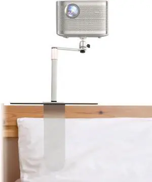 Projector Stand for Bed Headboard, Couch Back, Adjustable Height, 360 Degree Rotatable 90 Degree Tiltable, Metal Structure Projector Mount (White) Projector Stand for Bed Headboard, Couch Back, Adjustable Height, 360 Degree Rotatable 90 Degree Tiltable, Metal Structure Projector Mount (White)