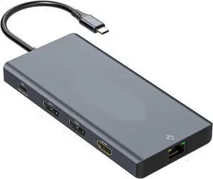 12 in 1 USB C Docking Station DP 4K@120Hz HDMI 4K@60Hz Triple Monitors Support PD 100W USB 3.2 SD TF Ethernet with Windows(USBC to 2DP 1HDMI) 12 in 1 USB C Docking Station DP 4K@120Hz HDMI 4K@60Hz Triple Monitors Support PD 100W USB 3.2 SD TF Ethernet with Windows(USBC to 2DP 1HDMI)