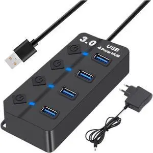USB 3 Hub USB Hub 3 4 7 Port Multiple Expander Multi USB Splitter with Switch Power Adapter for PC Computer Accessories(4 Ports USB 3.0 EU) USB 3 Hub USB Hub 3 4 7 Port Multiple Expander Multi USB Splitter with Switch Power Adapter for PC Computer Accessories(4 Ports USB 3.0 EU)