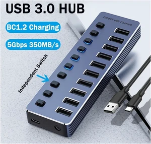 10/7 Port USB HUB USB 3 0 5Gbps Splitter Multiple Extension Dock with Independent Switch 12V Power Adapter for PC Tablets(7 Ports HUB) 10/7 Port USB HUB USB 3 0 5Gbps Splitter Multiple Extension Dock with Independent Switch 12V Power Adapter for PC Tablets(7 Ports HUB)