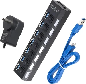 USB 3 Hub USB Hub 3 Multi USB Splitter 3 Hab Use Power Adapter 7 Port Multiple Expander USB3 Hub with Switch for PC(7 Ports AU) USB 3 Hub USB Hub 3 Multi USB Splitter 3 Hab Use Power Adapter 7 Port Multiple Expander USB3 Hub with Switch for PC(7 Ports AU)