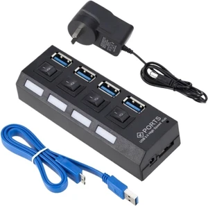 USB 3 Hub Multi Splitter Hab Use Power Adapter 7 Port Multiple Expander USB3 with Switch for PC(4 Ports AU) USB 3 Hub Multi Splitter Hab Use Power Adapter 7 Port Multiple Expander USB3 with Switch for PC(4 Ports AU)