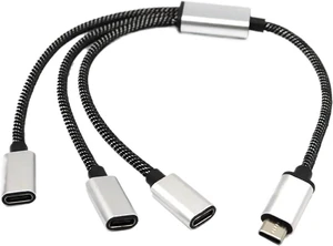 USB C Male to Double Female Splitter TY>pe Hub for Gaming Handle and Powerbanks R4F4(B) USB C Male to Double Female Splitter TY>pe Hub for Gaming Handle and Powerbanks R4F4(B)