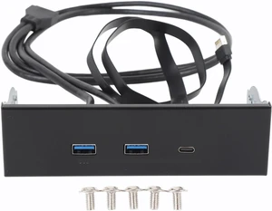 USB 3.2 Gen2x2 Front Panel Hub, 5.25 Inch Optical Drive Bay Extension, 3 Ports (USB-A/Type-C), 19 Pin, 20Gbps Data Transfer for PC Computer USB 3.2 Gen2x2 Front Panel Hub, 5.25 Inch Optical Drive Bay Extension, 3 Ports (USB-A/Type-C), 19 Pin, 20Gbps Data Transfer for PC Computer