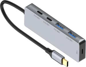 Aluminum USB C Hub 4 Port 10Gbps High Speed Data Transfer PD100W for Charging Laptop Tablet Aluminum USB C Hub 4 Port 10Gbps High Speed Data Transfer PD100W for Charging Laptop Tablet