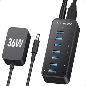 Powered USB 3.0 Hub, 7-Port USB Data Hub with 1 BC1.2 Port and 36W Power Adapter, USB Splitter for Laptop, PC, Desktop, External HDD, and Mobile Devices Powered USB 3.0 Hub, 7-Port USB Data Hub with 1 BC1.2 Port and 36W Power Adapter, USB Splitter for Laptop, PC, Desktop, External HDD, and Mobile Devices