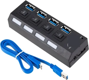 USB 3.0 Hub USB HUB Splitter Multi USB 3.0 Hub Multiple 4/7 Port Hub Splitter with Power Adapter Computer Accessories Hub for PC(4 Ports with US Plug) USB 3.0 Hub USB HUB Splitter Multi USB 3.0 Hub Multiple 4/7 Port Hub Splitter with Power Adapter Computer Accessories Hub for PC(4 Ports with US Plug)
