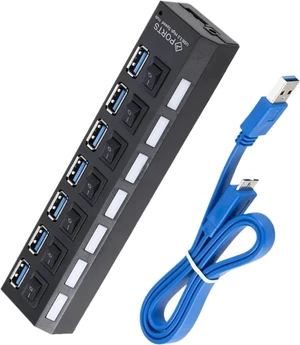USB 3 Hub Multi Splitter Hab Use Power Adapter 7 Port Multiple Expander USB3 with Switch for PC(7 Ports USB) USB 3 Hub Multi Splitter Hab Use Power Adapter 7 Port Multiple Expander USB3 with Switch for PC(7 Ports USB)