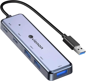 USB Hub 3.0, VIENON Aluminum 5 in 1 USB Extender, USB Splitter USB Dongle with 2 Type C & 3 USB Ports for for MacBook, Laptop, Surface Pro, PS4, PC, Flash Drive, Mobile HDD USB Hub 3.0, VIENON Aluminum 5 in 1 USB Extender, USB Splitter USB Dongle with 2 Type C & 3 USB Ports for for MacBook, Laptop, Surface Pro, PS4, PC, Flash Drive, Mobile HDD