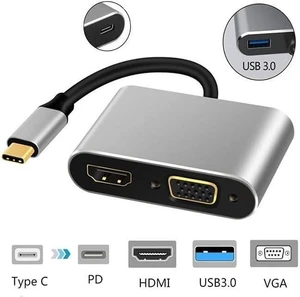 2 Type-c to HDMI VGA 4-in-1 hub (Size : Gray) 2 Type-c to HDMI VGA 4-in-1 hub (Size : Gray)