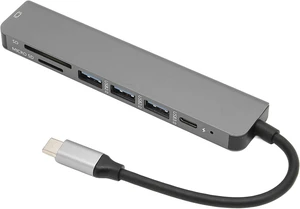 C Hub Multiport Adapter 7 in 1 Multiport Aluminum Alloy SD TF Card Reader Ethernet to USB Adapter C Hub Multiport Adapter 7 in 1 Multiport Aluminum Alloy SD TF Card Reader Ethernet to USB Adapter