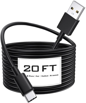 USB Type C Cable 20Ft, Extra Long Durable TPE USB A 2.0 to USB-C Fast Charge Cord for iPhone 16/15 Pro Plus Pro Max Samsung Galaxy, Note, LG, Moto, Pixel and Other USB C Devices USB Type C Cable 20Ft, Extra Long Durable TPE USB A 2.0 to USB-C Fast Charge Cord for iPhone 16/15 Pro Plus Pro Max Samsung Galaxy, Note, LG, Moto, Pixel and Other USB C Devices