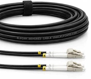 Elfcam® - 150m/492.1ft Outdoor and Indoor Shielded Armored Fiber Optic Cable LC/UPC to LC/UPC OM3 Multimode Duplex 50/125m LSZH, Black (150M) Elfcam® - 150m/492.1ft Outdoor and Indoor Shielded Armored Fiber Optic Cable LC/UPC to LC/UPC OM3 Multimode Duplex 50/125m LSZH, Black (150M)