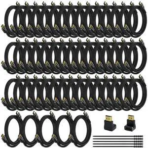 4K HDMI Cable 2 Feet (50 Pack), Ultra HD HDMI 2.0 Cable, Nylon Braided & Gold-Plated Connectors, 4K @ 60Hz, 2K,1080P, HDCP 2.2, ARC, Bulk HDMI Cables for Laptop, Monitors, HDTV, PS5, Xbox One & More 4K HDMI Cable 2 Feet (50 Pack), Ultra HD HDMI 2.0 Cable, Nylon Braided & Gold-Plated Connectors, 4K @ 60Hz, 2K,1080P, HDCP 2.2, ARC, Bulk HDMI Cables for Laptop, Monitors, HDTV, PS5, Xbox One & More