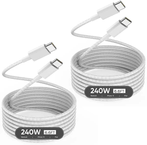 USB C to USB C,240W USB-C Woven Charge Cable,6.6ft 2Pack USB C Cable Fast Charging Cord for Apple MacBook Pro/MacBook Air,iPad Pro/Air,iPad Mini,iPhone 16 15 Pro Max Plus Compatible 140W/100W/60W/45W USB C to USB C,240W USB-C Woven Charge Cable,6.6ft 2Pack USB C Cable Fast Charging Cord for Apple MacBook Pro/MacBook Air,iPad Pro/Air,iPad Mini,iPhone 16 15 Pro Max Plus Compatible 140W/100W/60W/45W