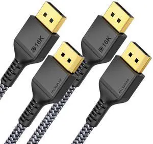 Maxonar VESA Certified 16K 80Gbps DisplayPort 2.1 Cable, (10 ft/2 Packs) DisplayPort Cable,16K@60Hz, 10K@60Hz, 8K@ 240Hz, 4K@ 540Hz, HDR, HDCP 2.2 for Gaming Monitor, RTX 5090,RX 9070,RTX 6000 Ada Maxonar VESA Certified 16K 80Gbps DisplayPort 2.1 Cable, (10 ft/2 Packs) DisplayPort Cable,16K@60Hz, 10K@60Hz, 8K@ 240Hz, 4K@ 540Hz, HDR, HDCP 2.2 for Gaming Monitor, RTX 5090,RX 9070,RTX 6000 Ada